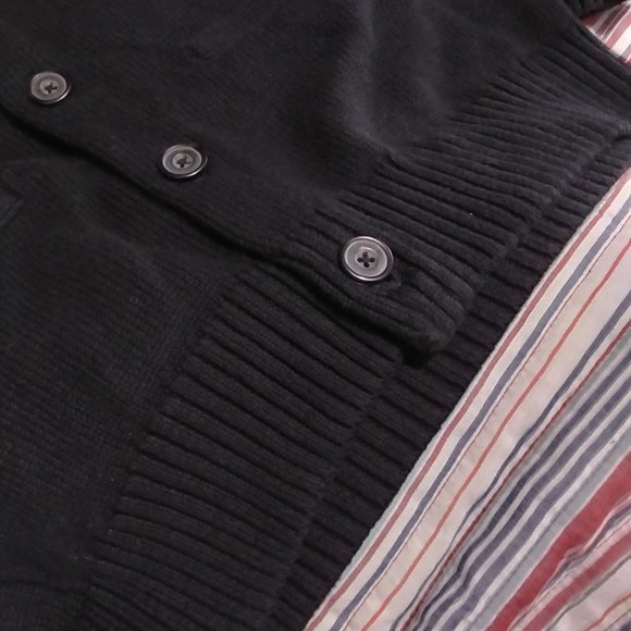GoodThreads Men's Shawl Collar Button Down Cardigan Black XS 100% Cotton NWT - Picture 7 of 12